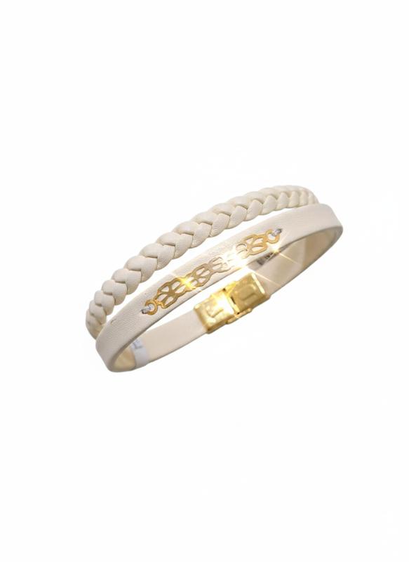 دستبند طلا ۱۸ عیار چرمی گل یخ گالری نقشار