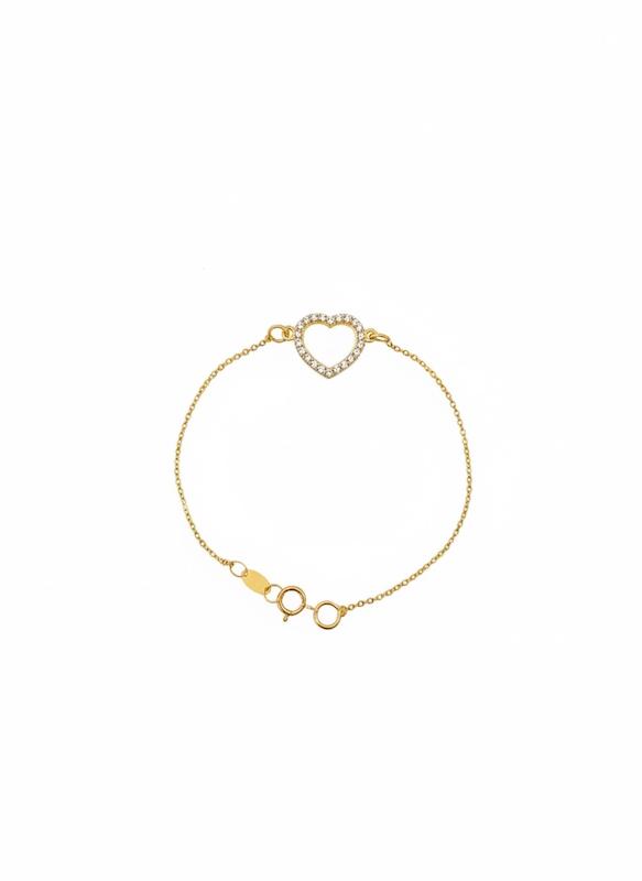 دستبند زنانه طلا ۱۸ عیار قلبی گالری طلای شفیع