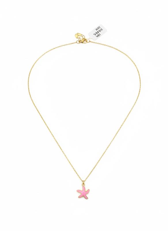 گردنبند زنانه طلا ۱۸ عیار گردنبند ستاره دریایی صورتی گالری ماه سـا