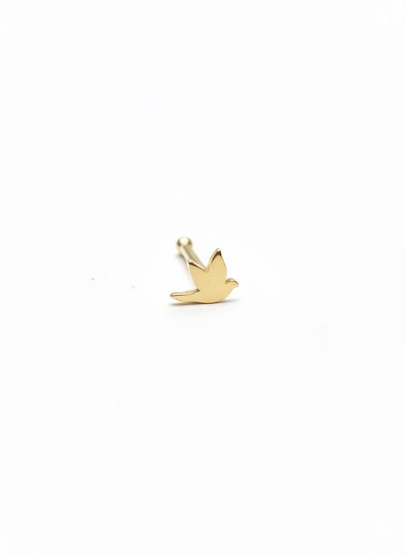 پیرسینگ زنانه طلا ۱۸ عیار پرسینگ بینی پرنده ۸طلایی