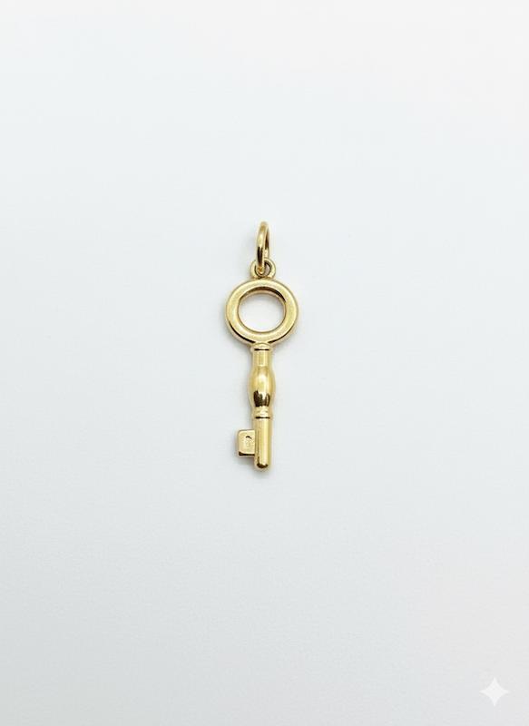 آویز زنانه طلا ۱۸ عیار پلاک کلید دایره ایی ۸طلایی