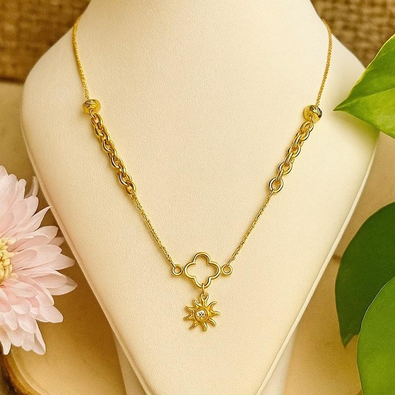 گردنبند طلا ۱۸ عیار گردنبند خورشید گالری بابل طلا