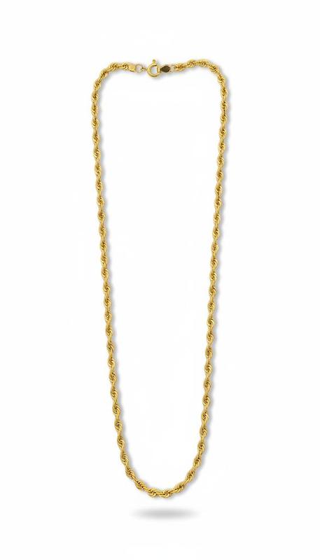 زنجیر مردانه طلا ۱۸ عیار زنجیر طنابی گالری کیا