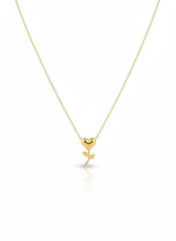 گردنبند زنانه طلا ۱۸ عیار گردنی قلب گلی ۸طلایی