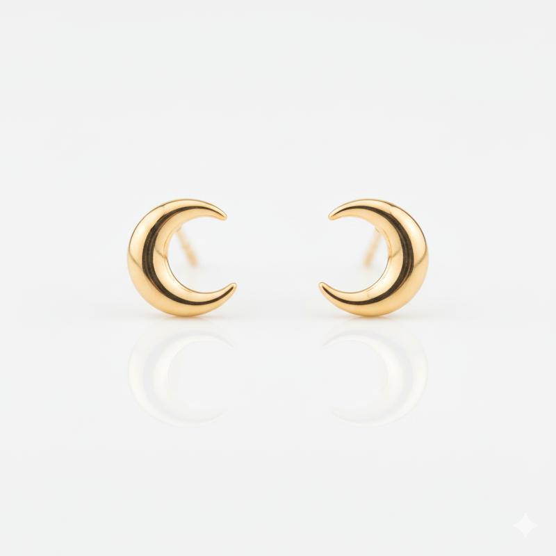 گوشواره زنانه طلا ۱۸ عیار ماه میخی گالری شمش طلا