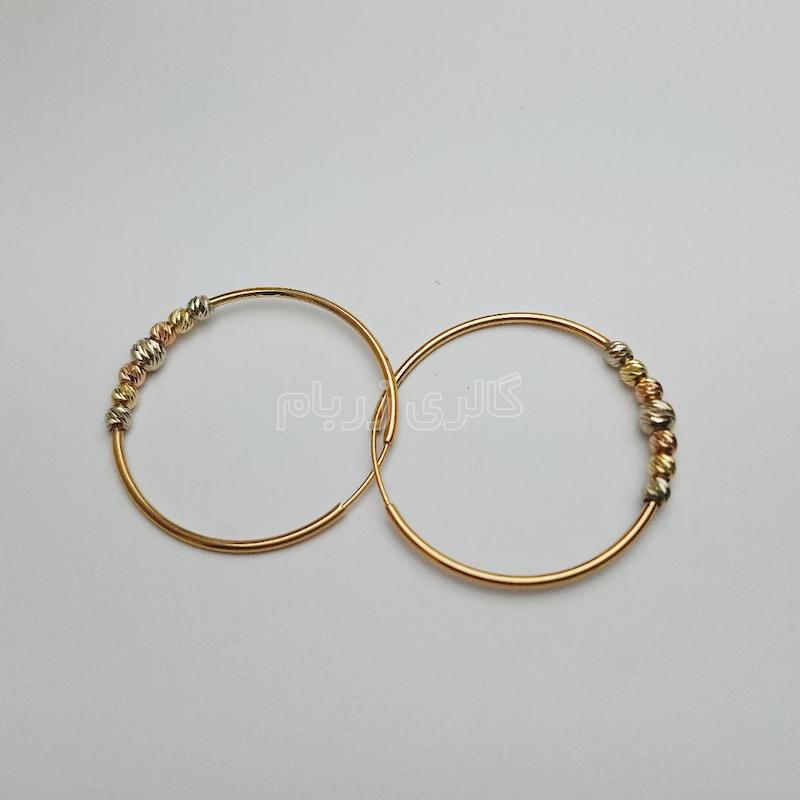 گوشواره زنانه طلا ۱۸ عیار گوشواره حلقه ای به همراه گوی گالری زربام