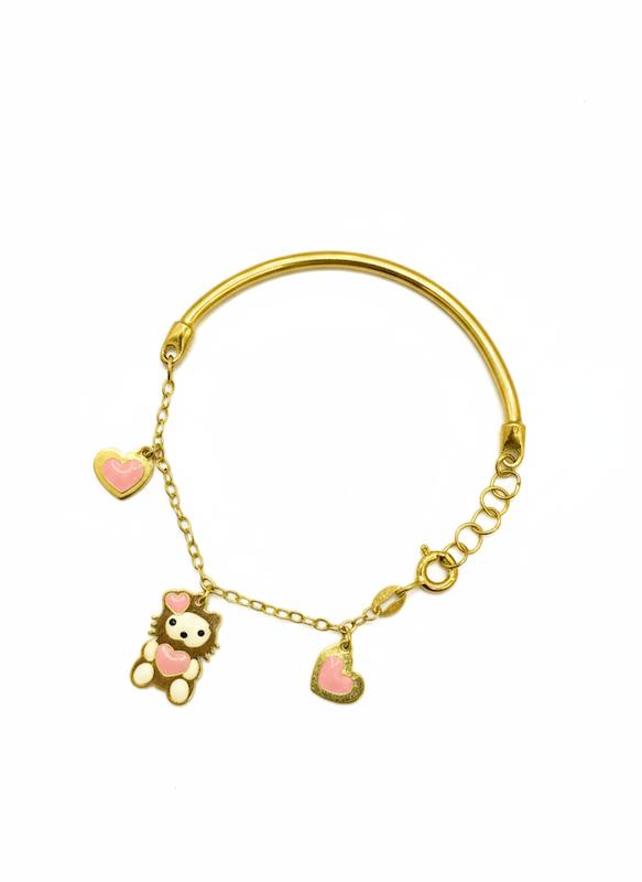 بنگل بچگانه طلا ۱۸ عیار آویز دار کیتی نی نی طلا