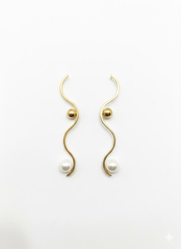 گوشواره زنانه طلا ۱۸ عیار مروارید9888 گالری طلای شفیع