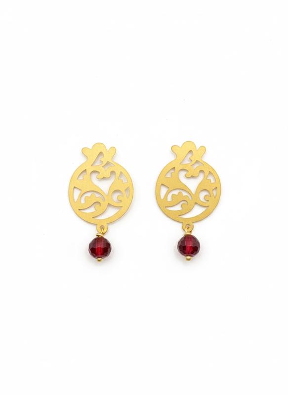 گوشواره زنانه طلا ۱۸ عیار انار6333 گالری طلای شفیع