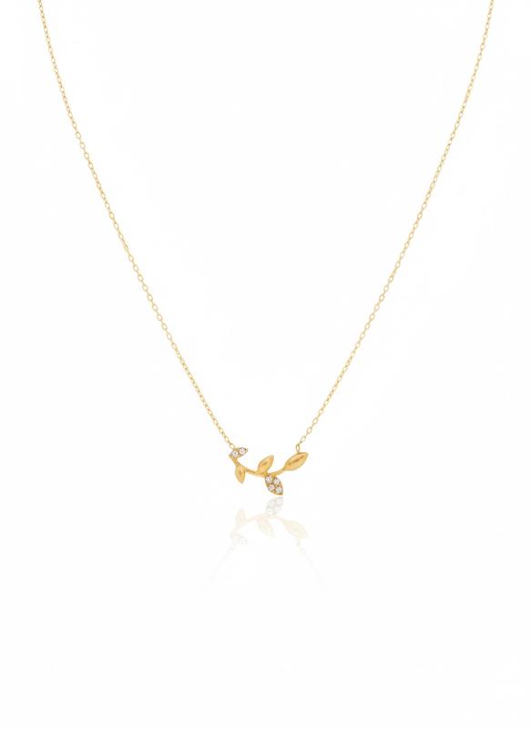 گردنبند زنانه طلا ۱۸ عیار 0334 برگ گالری طلای شفیع