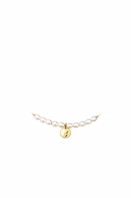 گردنبند زنانه طلا ۱۸ عیار گردنبند صبر و مروارید گالری شاهکارتیم