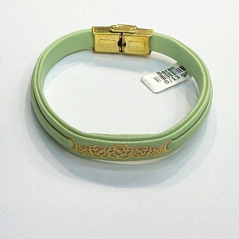 دستبند طلا ۱۸ عیار چرم وطلا گالری الیاگلد