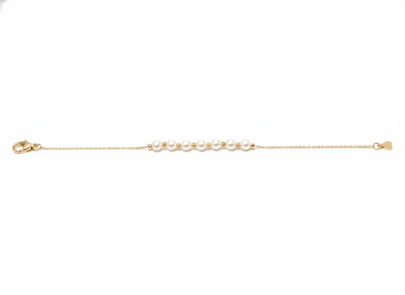 دستبند زنانه طلا ۱۸ عیار مروارید گالری مینو گلد