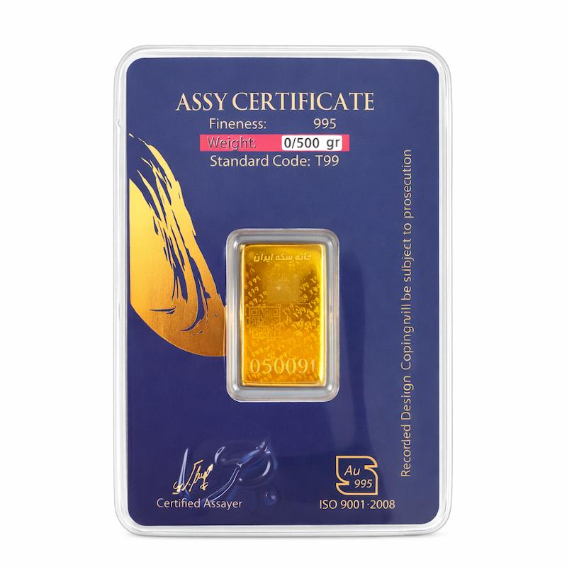 شمش مردانه طلا ۲۴ عیار پرنیا ۰.۵۰۰ گالری مینا‌جان