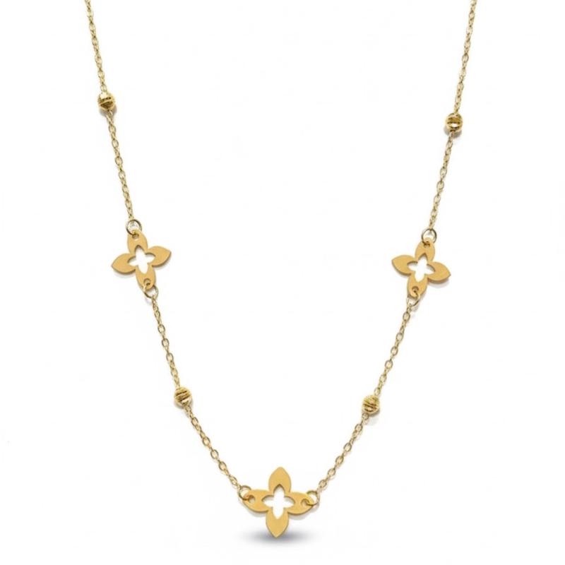 گردنبند زنانه طلا ۱۸ عیار گردنبند طرح گل کد 508 جواهری اشتری