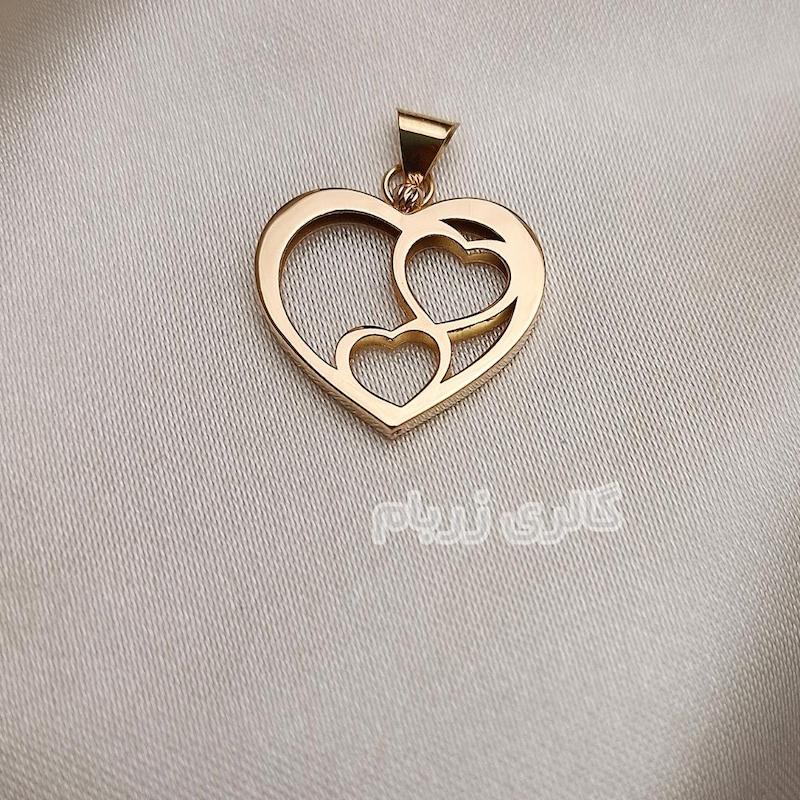 آویز زنانه طلا ۱۸ عیار مدال پلاک سه قلب گالری زربام