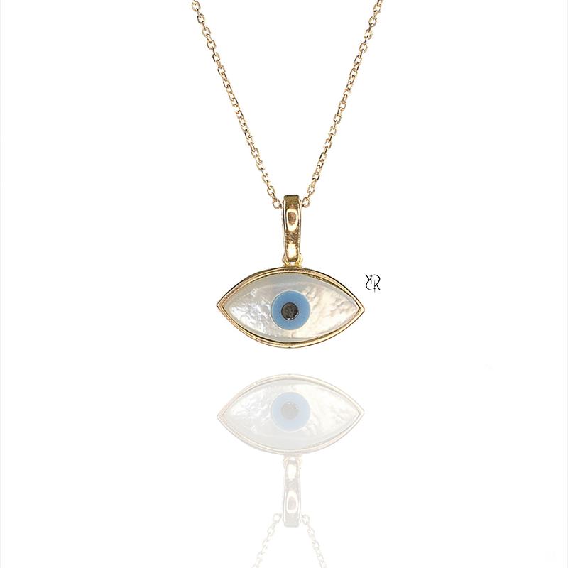 آویز زنانه طلا ۱۸ عیار آویز گردنی طلا طرح چشم نظر گالــری طلا رابــونـل