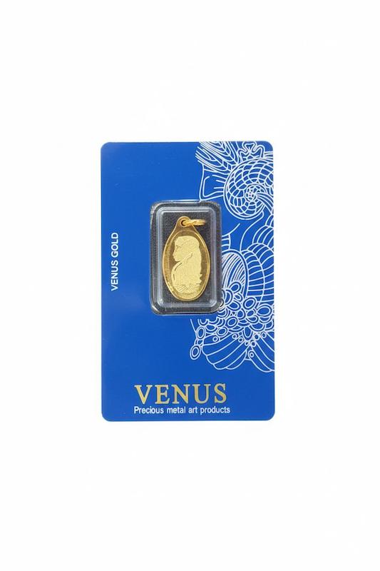 شمش طلا ۱۸ عیار ونوس اویزشو 1گرمی گالری پلاتین