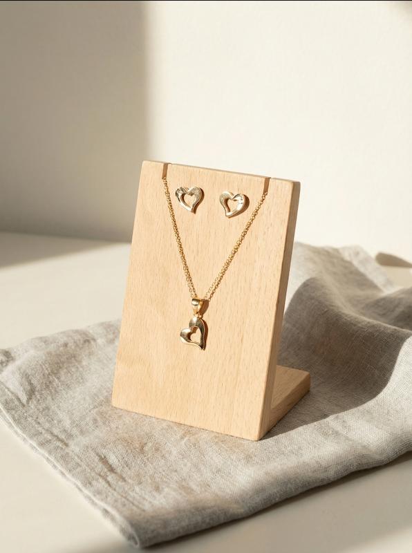 نیم ست طلا ۱۸ عیار نیمست قلب تحریری طلای شیک