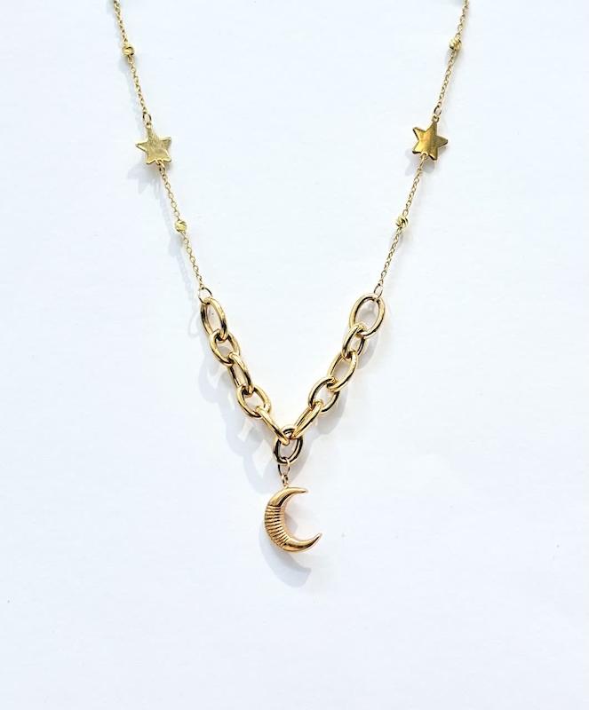 گردنبند زنانه طلا ۱۸ عیار گردنبند ماه طلای نیاکی