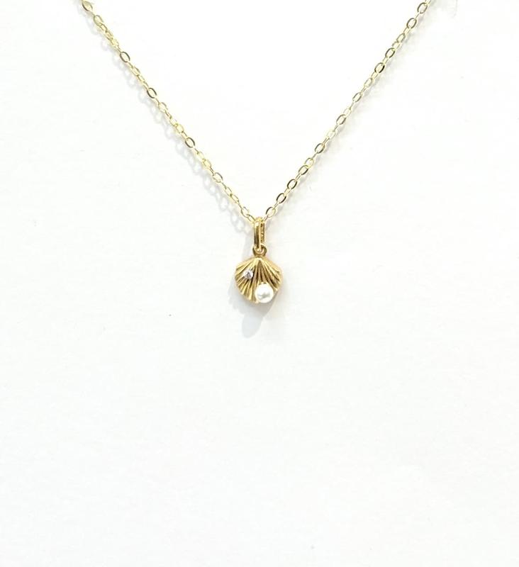 گردنبند زنانه طلا ۱۸ عیار گردنبند صدف دریایی طلای نیاکی