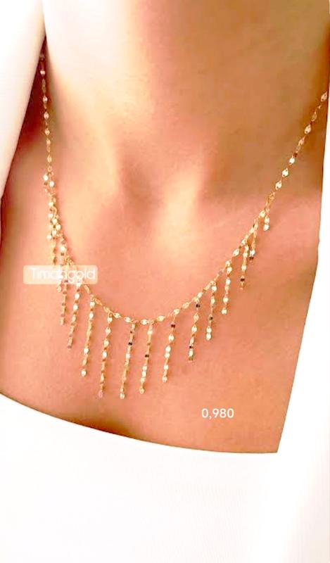 گردنبند طلا ۱۸ عیار سینه ریز اماراتی شرابه ای گالری نیک گلد