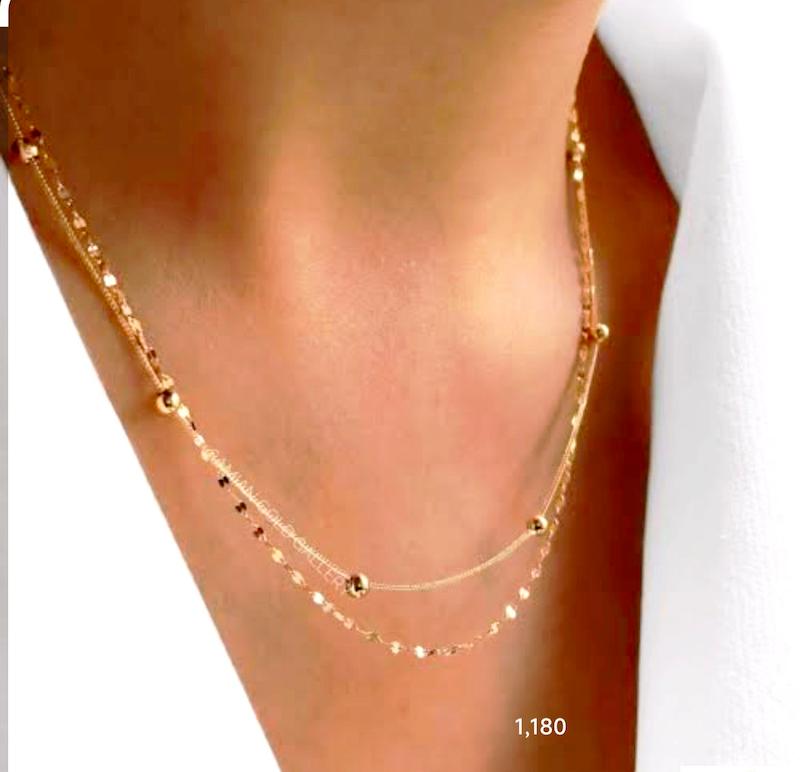 گردنبند طلا ۱۸ عیار گردنبند اماراتی قلب و عشق دوتایی گالری نیک گلد