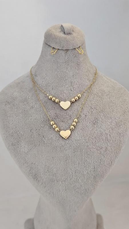 گردنبند زنانه طلا ۱۸ عیار قلب دوتایی گالری مینا‌جان