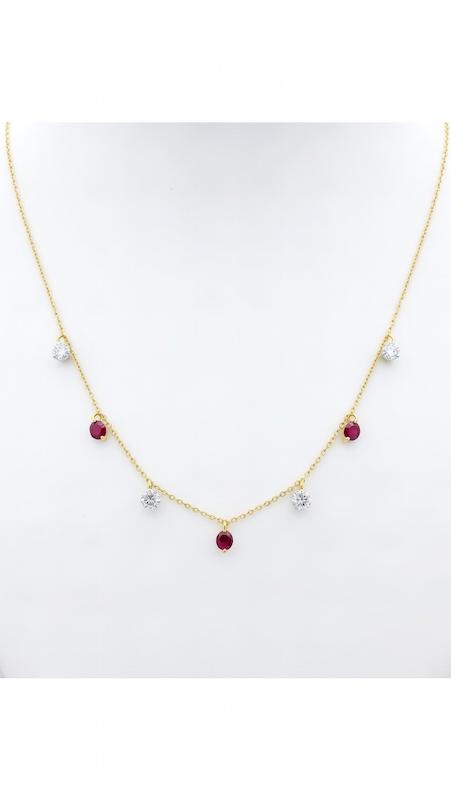 گردنبند زنانه طلا ۱۸ عیار سینه ریز با سنگ اتریشی گالری مینا‌جان