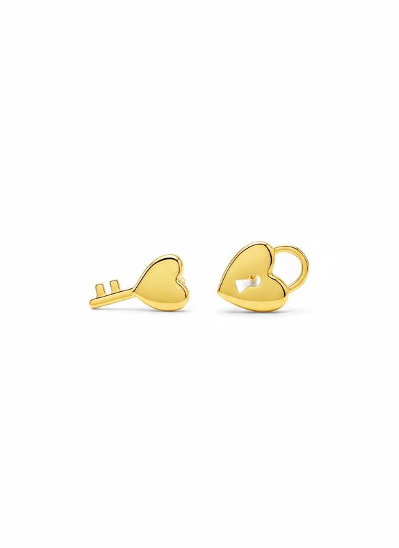 گوشواره زنانه طلا ۱۸ عیار گوشواره قلب و قفل گالری طلای زنجیر