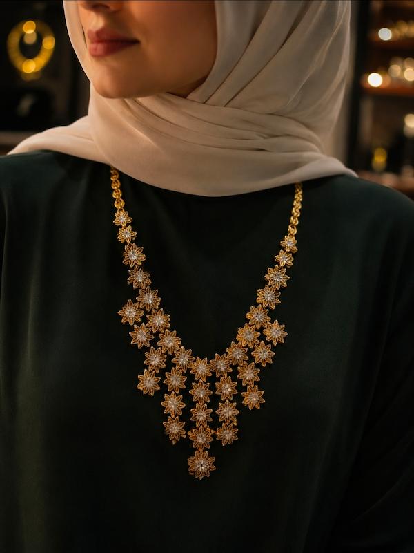 گردنبند زنانه طلا ۱۸ عیار تراش جواهری سما