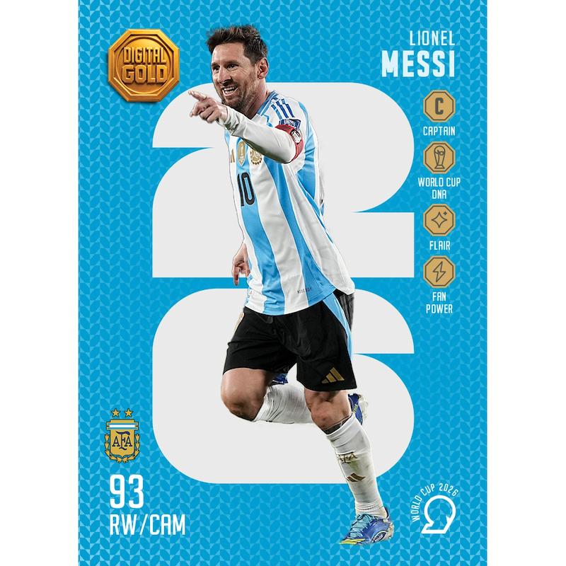 کارت فوتبالی طلا سوت لیونل مسی LIONEL MESSI طرح 2026 با 10 سوت طلای 18 عیار دیجیتال کد SO10071026