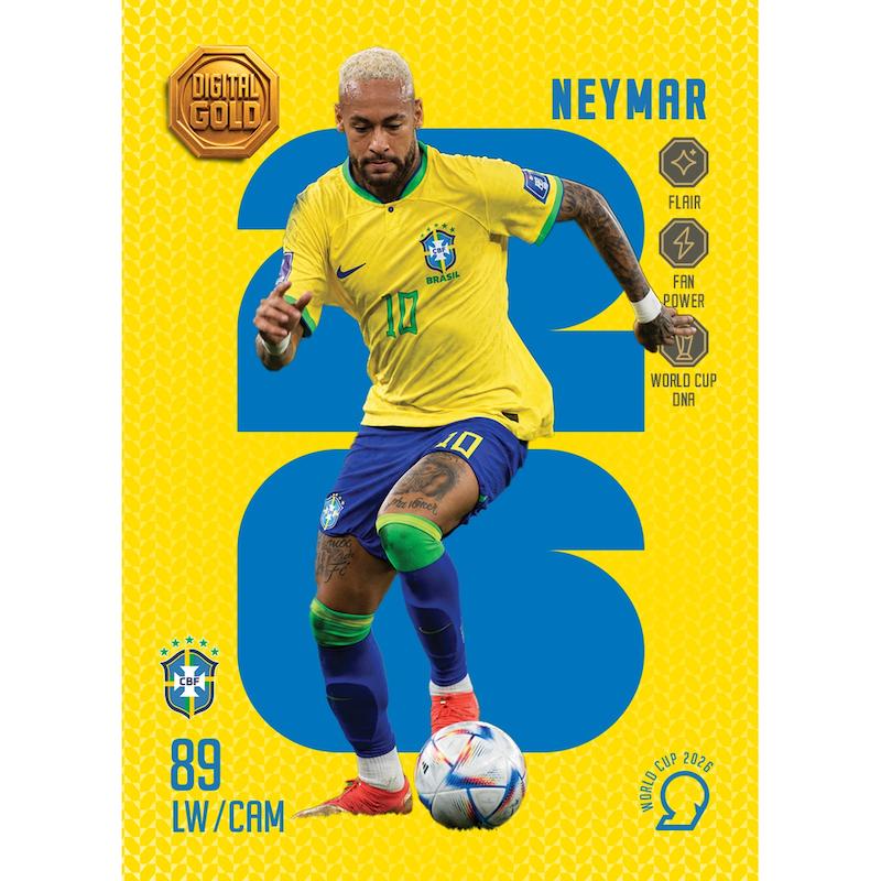 کارت فوتبالی طلا سوت نیمار NEYMAR طرح 2026 با 10 سوت طلای 18 عیار دیجیتال کد SO10085026