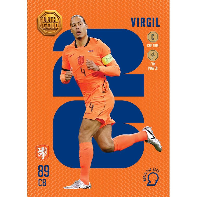 کارت فوتبالی طلا سوت ویرجیل فن دایک VIRGIL VAN DIJK طرح 2026 با 10 سوت طلای 18 عیار دیجیتال کد SO10119026