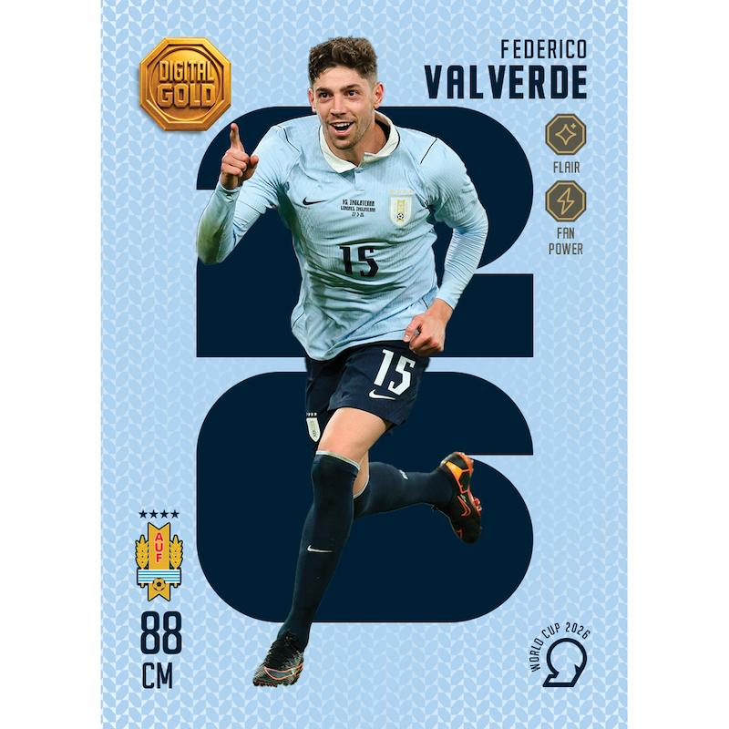 کارت فوتبالی طلا سوت والورده VALVERDE طرح 2026 با 10 سوت طلای 18 عیار دیجیتال کد SO10116026