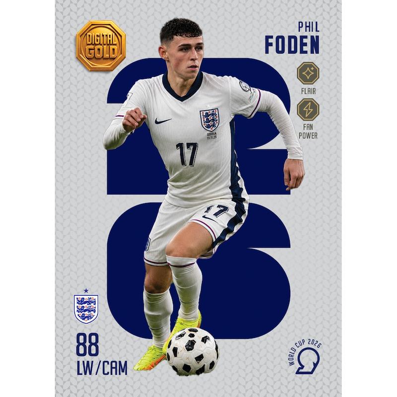 کارت فوتبالی طلا سوت فودن FODEN طرح 2026 با 10 سوت طلای 18 عیار دیجیتال کد SO10035026