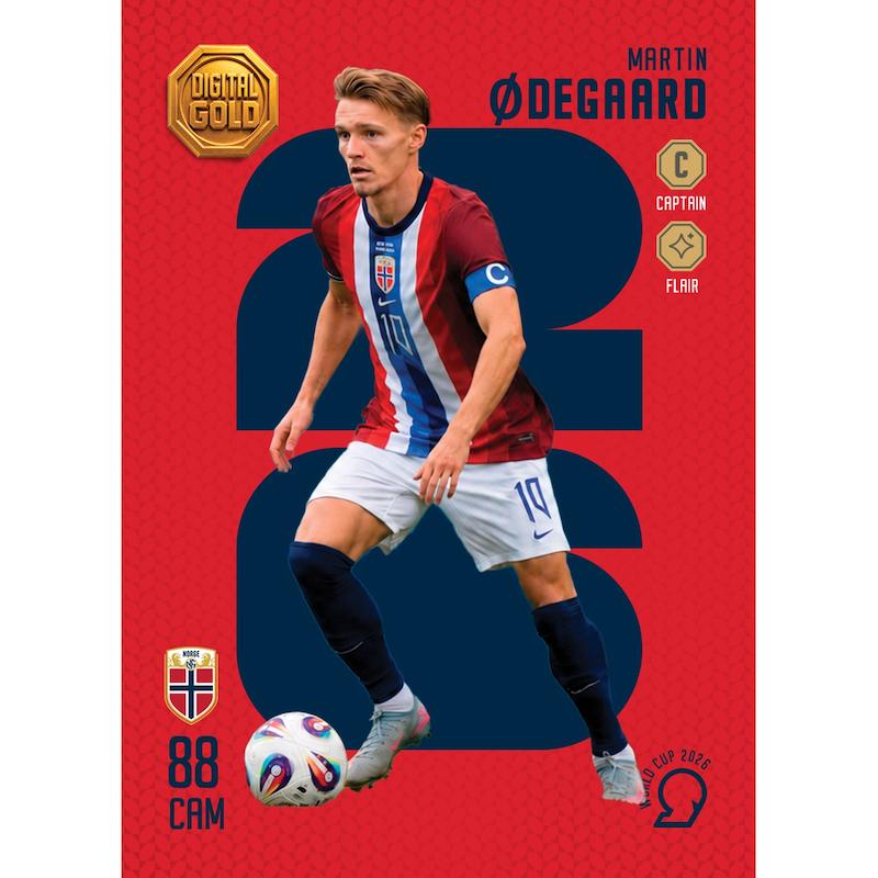 کارت فوتبالی طلا سوت اودگارد ØDEGAARD طرح 2026 با 10 سوت طلای 18 عیار دیجیتال کد SO10079026