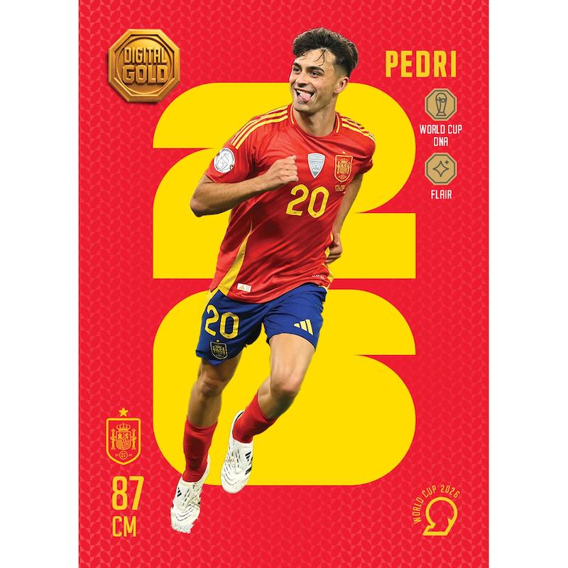 کارت فوتبالی طلا سوت پدری PEDRI طرح 2026 با 10 سوت طلای 18 عیار دیجیتال کد SO10129026
