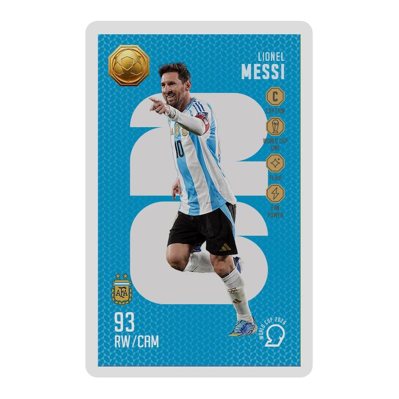 کارت فوتبالی طلا 18 عیار سوت مدل لیونل مسی LIONEL MESSI طرح جام جهانی 2026 کد SO10071026
