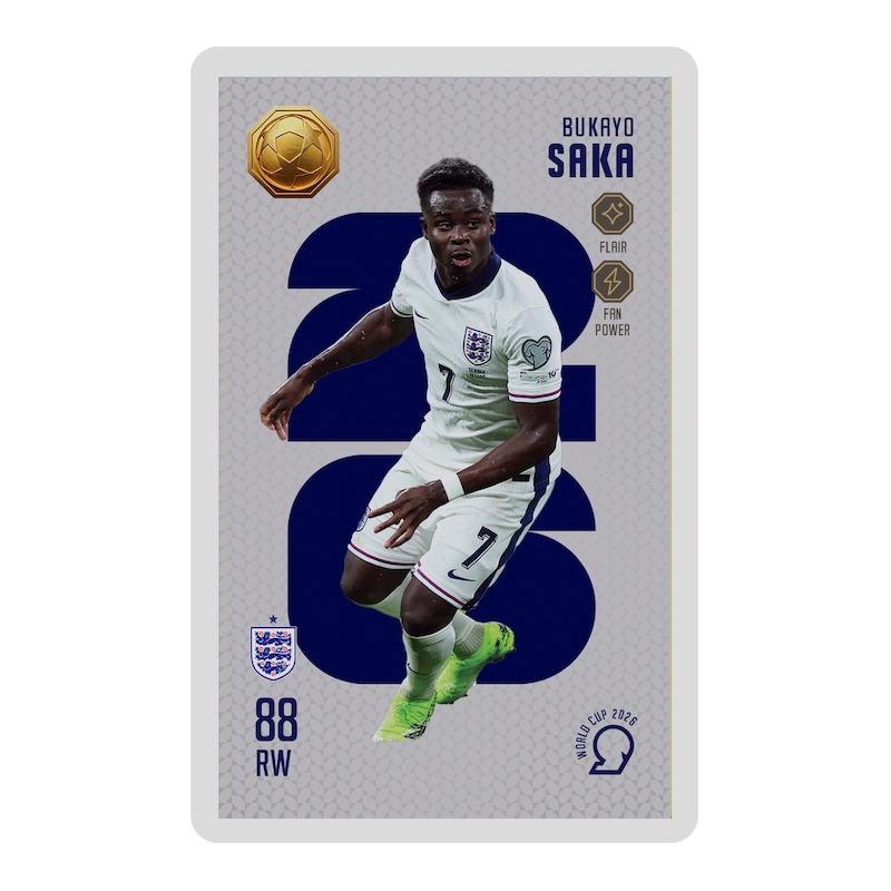 کارت فوتبالی طلا 18 عیار سوت مدل بوکایو ساکا BUKAYO SAKA طرح جام جهانی 2026 کد SO10018026