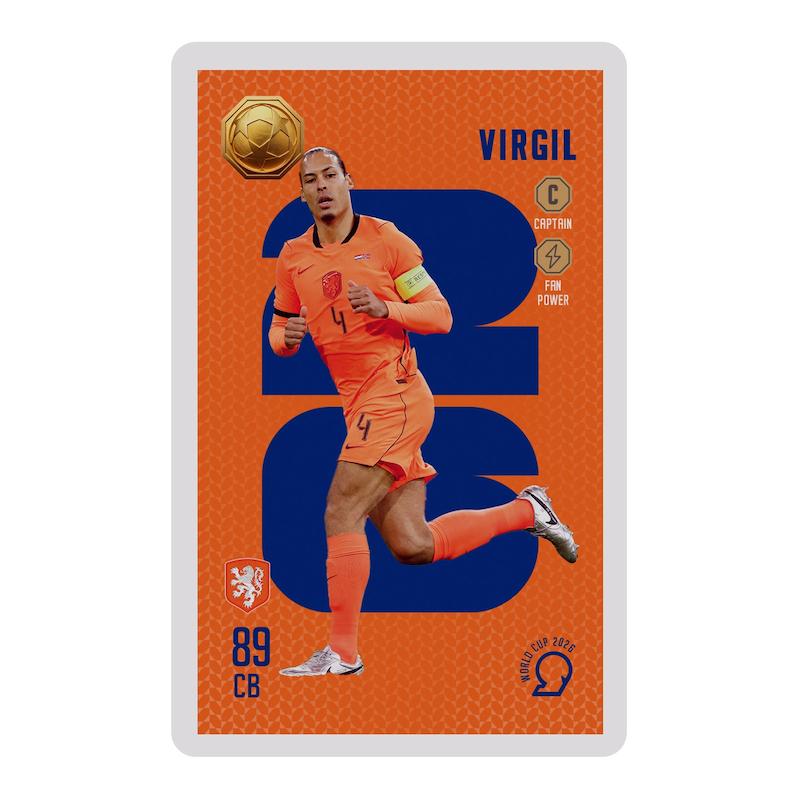 کارت فوتبالی طلا 18 عیار سوت مدل ویرجیل فن دایک VIRGIL VAN DIJK طرح جام جهانی 2026 کد SO10119026