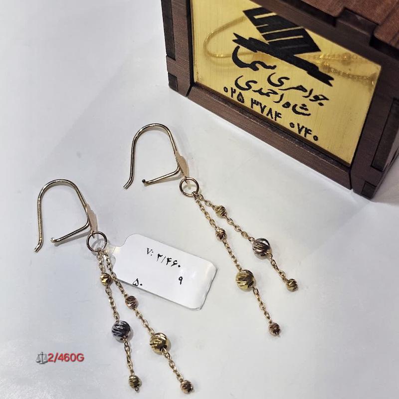 گوشواره زنانه طلا ۱۸ عیار گوی تراش جواهری سما