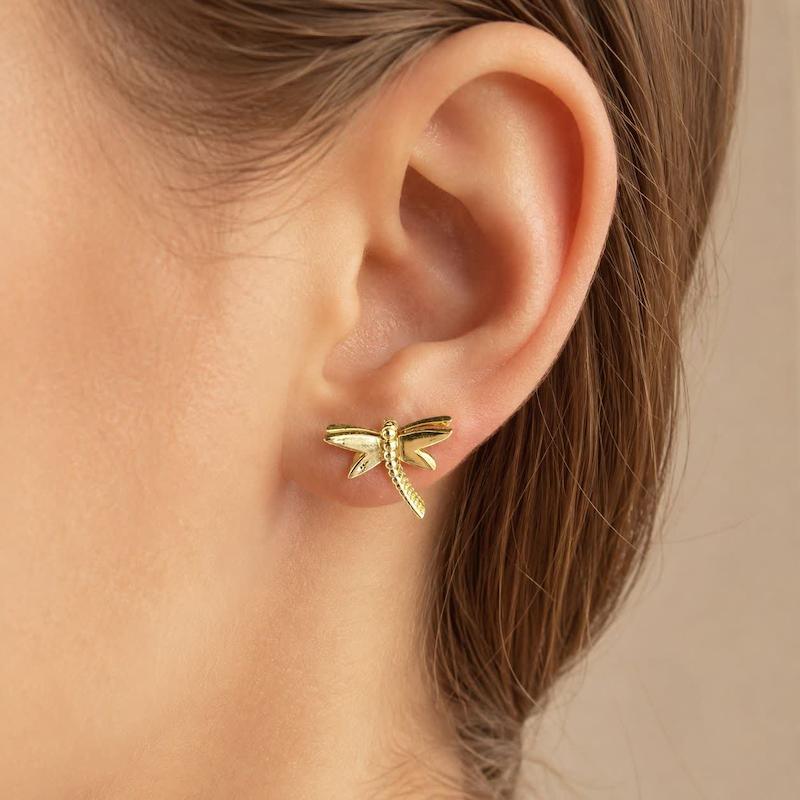 گوشواره زنانه طلا ۱۸ عیار گوشواره سنجاقک گالری طلای حسینی کیا