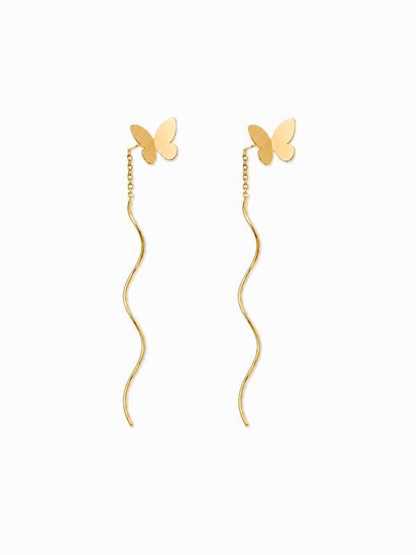 گوشواره زنانه طلا ۱۸ عیار پروانه پیچک گالری طلای شریف