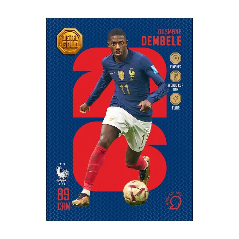 کارت فوتبالی طلا سوت دمبله Dembele طرح 2026 با 10 سوت طلای 18 عیار دیجیتال کد SO10133026