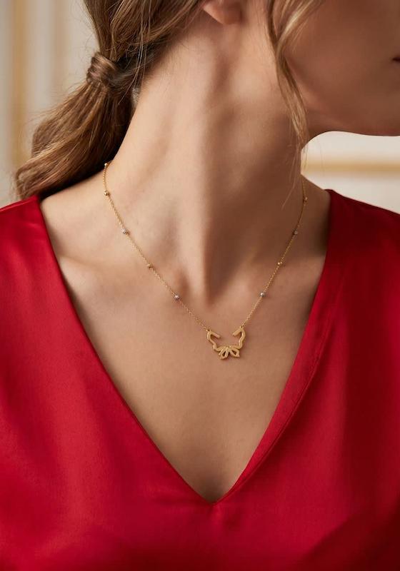 گردنبند زنانه طلا ۱۸ عیار گردنی آینه‌ای پروانه T636y967 گالری انارکی