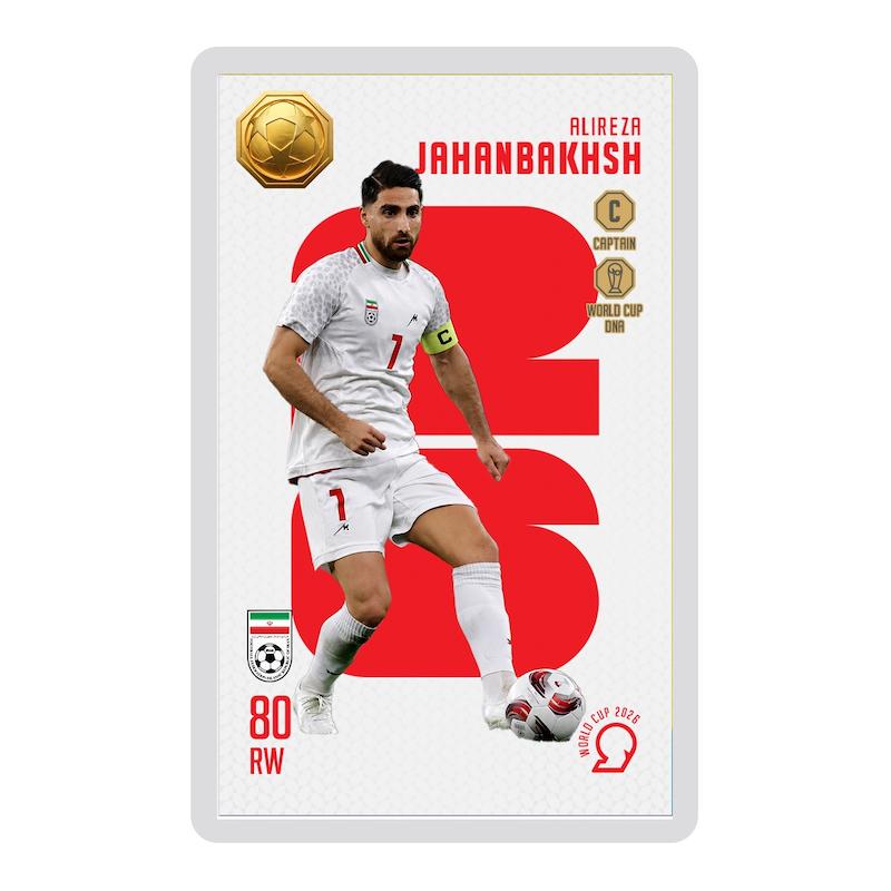 کارت فوتبالی طلا 18 عیار سوت مدل جهانبخش JAHANBAKHSH طرح جام جهانی 2026 کد SO10142026