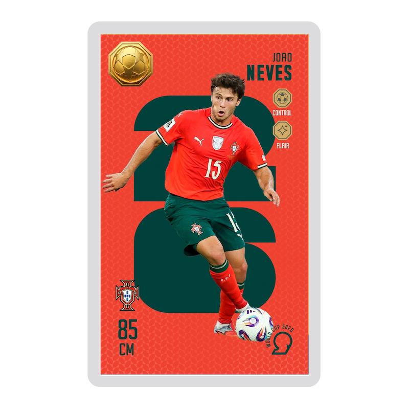 کارت فوتبالی طلا 18 عیار سوت مدل نوس NEVES طرح جام جهانی 2026 کد SO10145026