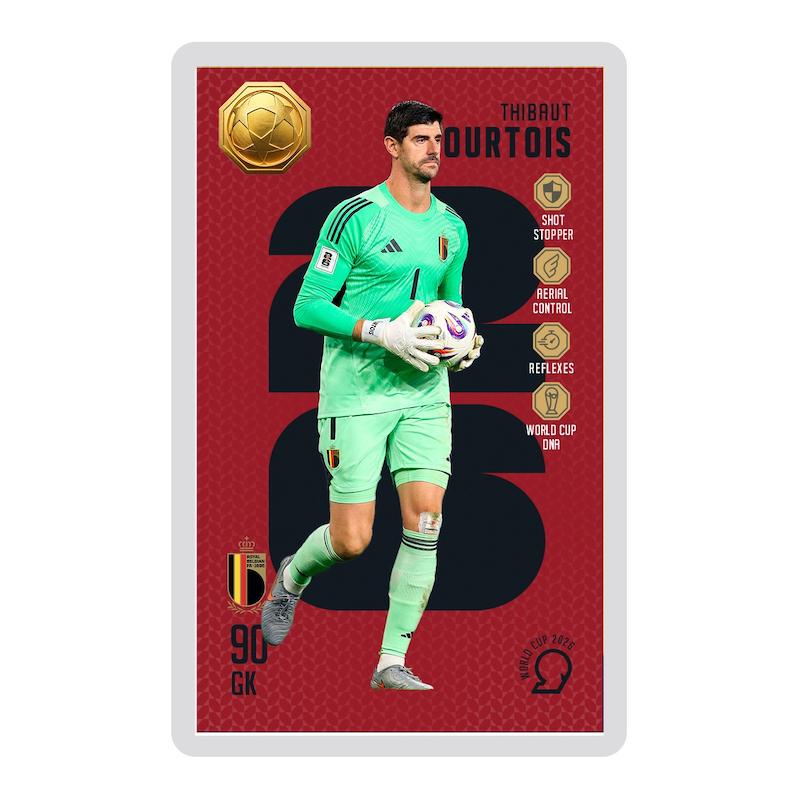 کارت فوتبالی طلا 18 عیار سوت مدل کورتوا COURTOIS طرح جام جهانی 2026 کد SO10148026