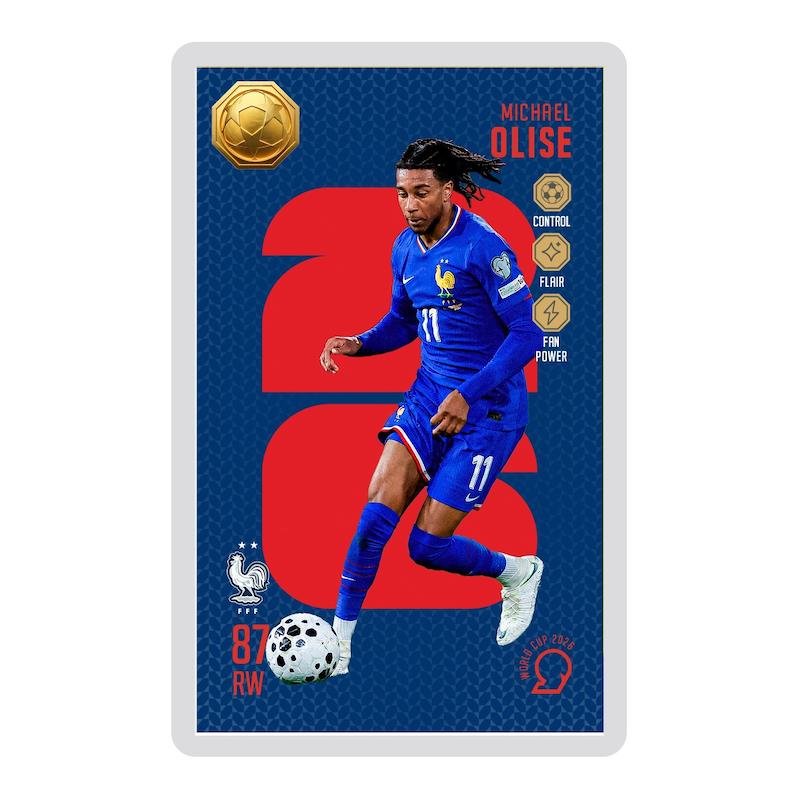 کارت فوتبالی طلا 18 عیار سوت مدل اولیسه Olise طرح جام جهانی 2026 کد SO10151026